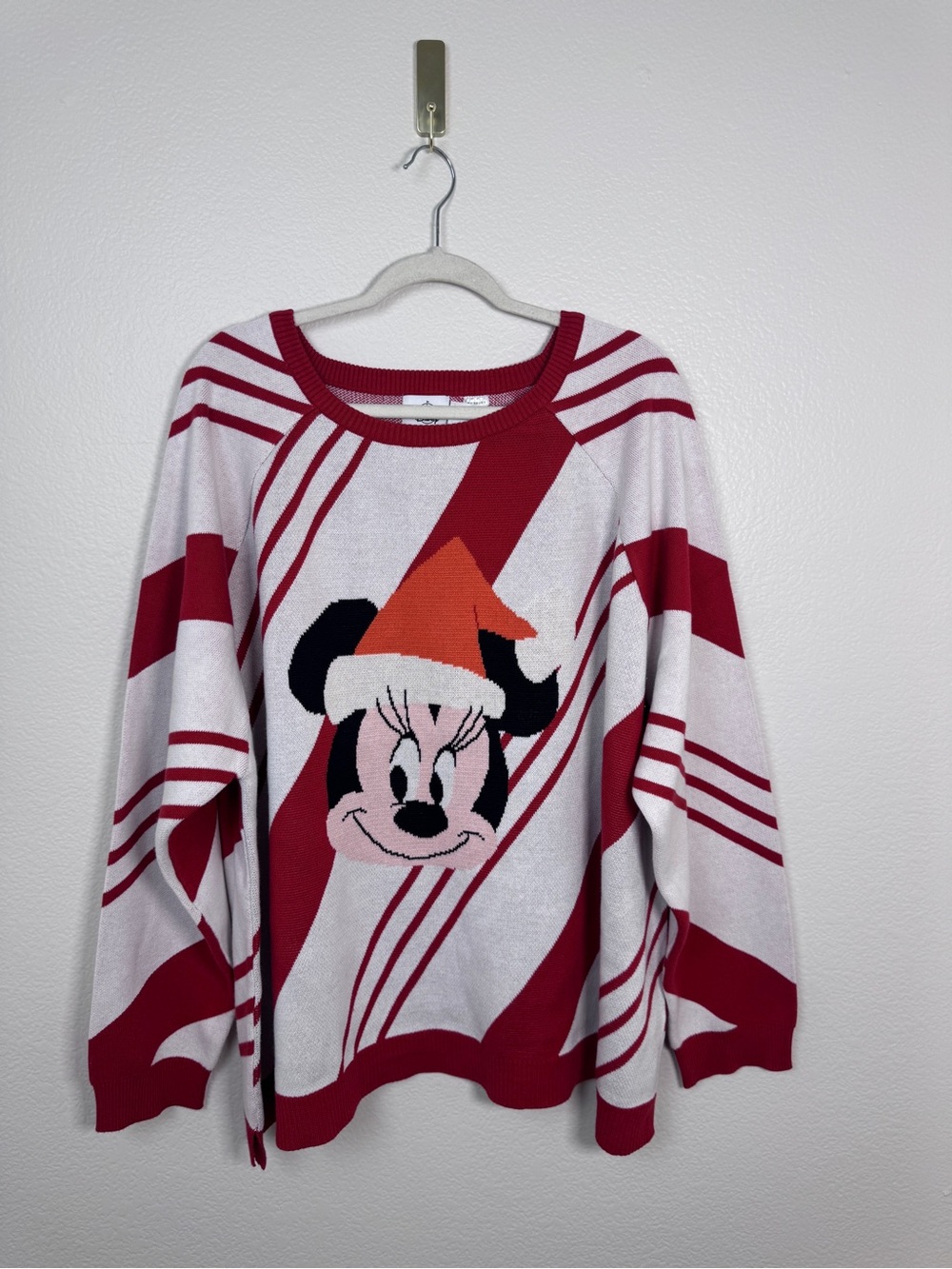 Disney Minnie Mouse Christmas Sweater Womens 3X Red Candy Cane Holiday Knit